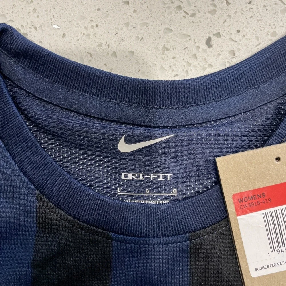 Nike‎ Division IV Striped Soccer Jersey Womens Size Large Blue/Black CW3818-419